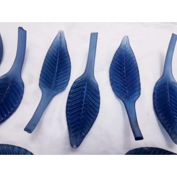 Set of 6 blue Murano feathers